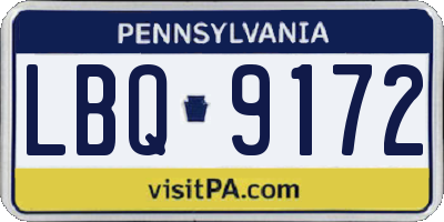 PA license plate LBQ9172