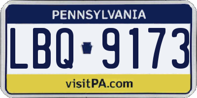 PA license plate LBQ9173