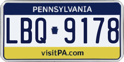 PA license plate LBQ9178