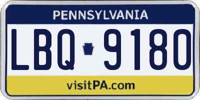PA license plate LBQ9180