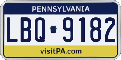 PA license plate LBQ9182