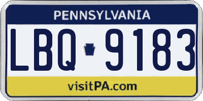 PA license plate LBQ9183