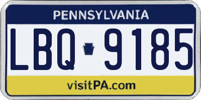 PA license plate LBQ9185