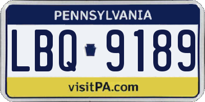 PA license plate LBQ9189