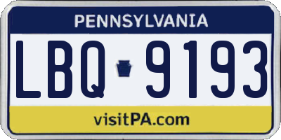 PA license plate LBQ9193