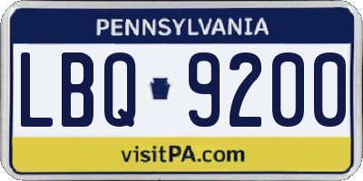 PA license plate LBQ9200