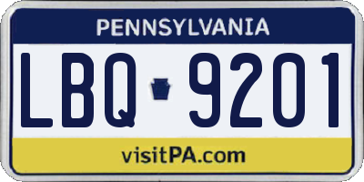 PA license plate LBQ9201