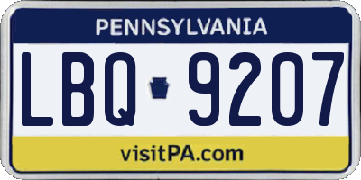 PA license plate LBQ9207