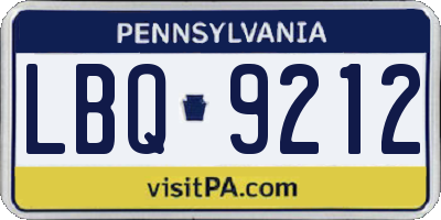 PA license plate LBQ9212