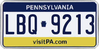 PA license plate LBQ9213