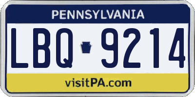 PA license plate LBQ9214