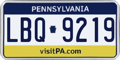 PA license plate LBQ9219