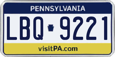 PA license plate LBQ9221