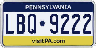 PA license plate LBQ9222