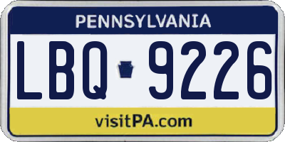 PA license plate LBQ9226