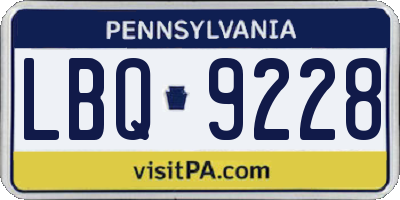 PA license plate LBQ9228