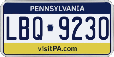 PA license plate LBQ9230