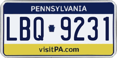 PA license plate LBQ9231
