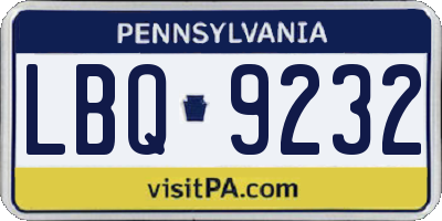 PA license plate LBQ9232