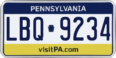 PA license plate LBQ9234
