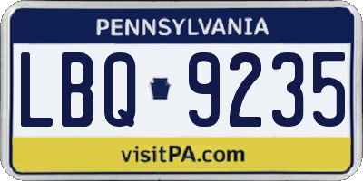 PA license plate LBQ9235