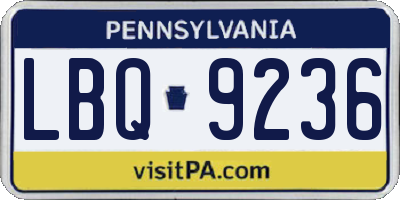 PA license plate LBQ9236