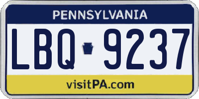 PA license plate LBQ9237