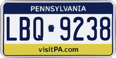 PA license plate LBQ9238