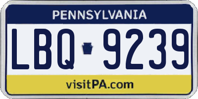PA license plate LBQ9239
