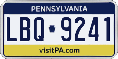 PA license plate LBQ9241