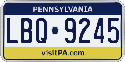 PA license plate LBQ9245