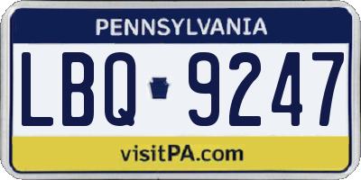 PA license plate LBQ9247