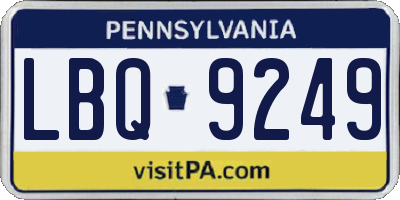 PA license plate LBQ9249