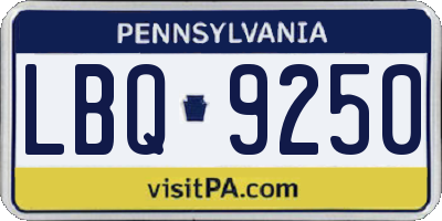 PA license plate LBQ9250