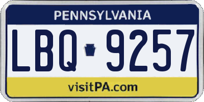 PA license plate LBQ9257