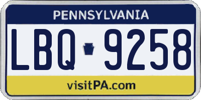 PA license plate LBQ9258