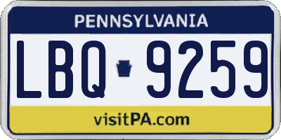 PA license plate LBQ9259