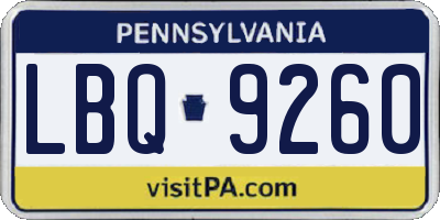 PA license plate LBQ9260