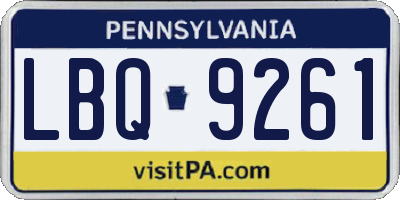 PA license plate LBQ9261