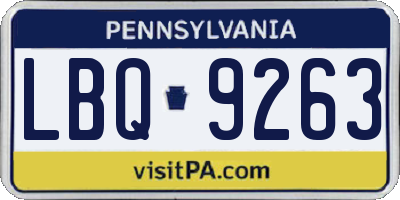 PA license plate LBQ9263
