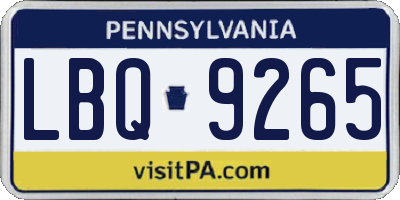 PA license plate LBQ9265