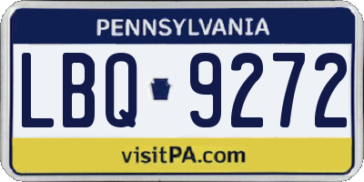 PA license plate LBQ9272