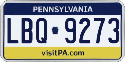 PA license plate LBQ9273