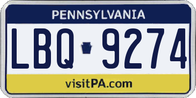 PA license plate LBQ9274