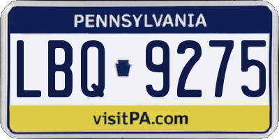 PA license plate LBQ9275