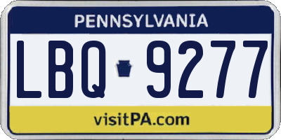 PA license plate LBQ9277