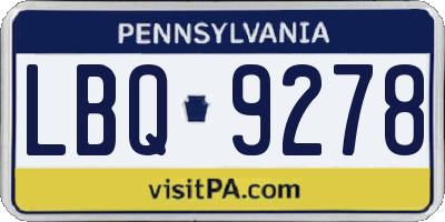 PA license plate LBQ9278
