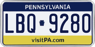 PA license plate LBQ9280