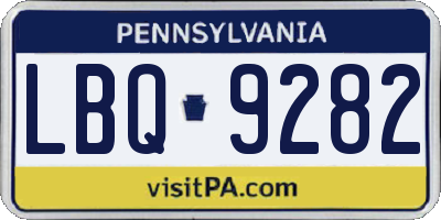 PA license plate LBQ9282