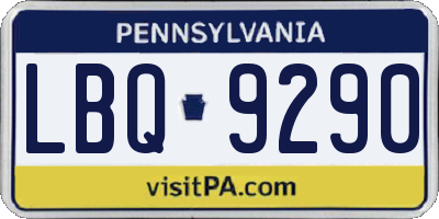 PA license plate LBQ9290
